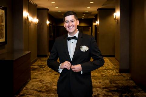 Portrait of the groom Joseph looking sharp before the ceremony in Hamden, CT.
Vanessa Trettel Photography
Wedding photo at Anthony's Ocean View | New Haven CT '
