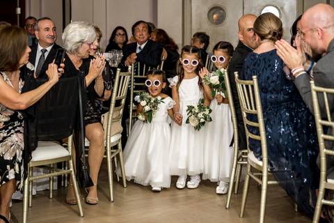 Flower girls making their grand entrance at the reception.
Vanessa Trettel Photography
Wedding photo at Anthony's Ocean View | New Haven CT '