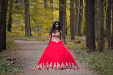sweet 16 red dress black girl florest'