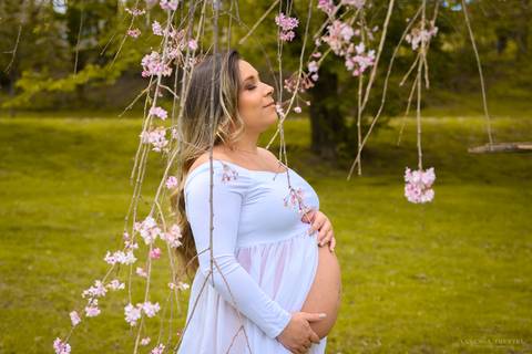 Maternity photography couple cherry blosson new jersey NYC'