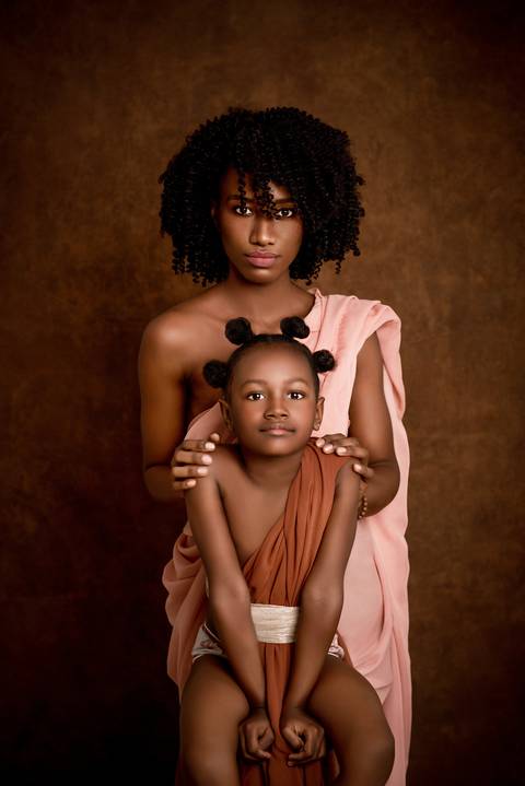 ensaio mãe e filha negras'