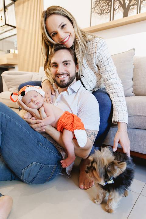 recém-nascido vestido de raposinha'