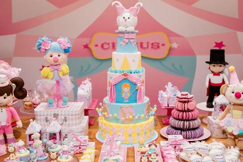Bolo de festa Infantil - Circo Rosa '