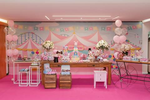 Decoração de festa Infantil - Circo Rosa - Casa em Festa - RJ '
