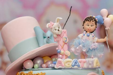 Topo de Bolo festa infantil Circo Rosa '