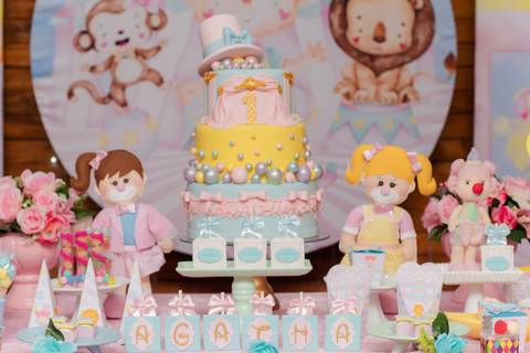 Bolo de festa infantil Circo Rosa _RJ'