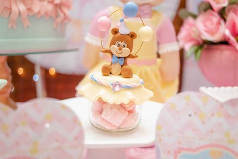 Biscuit festa infantil circo  rosa '