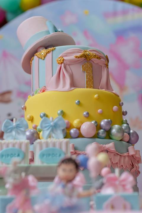 Bolo de festa infantil Circo Rosa _RJ'