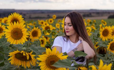modelo no campo de girassol em ensaio fotografico em uberlandia thiagomoon'