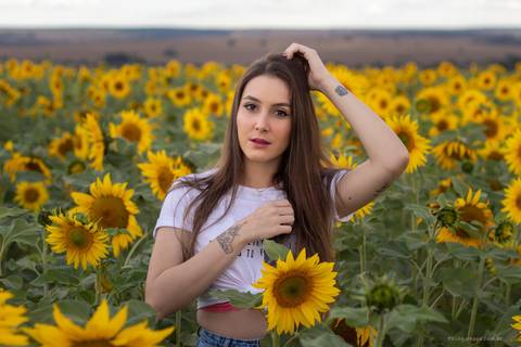 mulher no campo de girassol em ensaio fotografico em uberlandia thiagomoon'