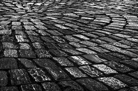 Paralelepípedos no centro histórico de Santos-SP'