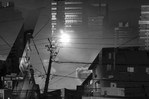 Imagem em dupla exposição que faz parte da série Urbanismo sufocado'