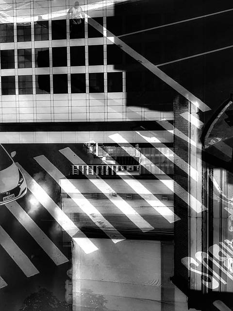 Imagem em dupla exposição que faz parte da série Urbanismo sufocado'