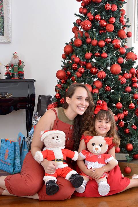 Sessão de fotos do Natal em família na casa'