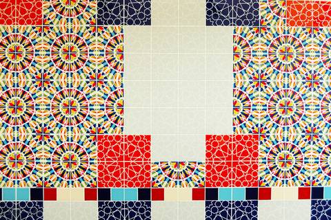 foto em cores mosaico de azulejos'