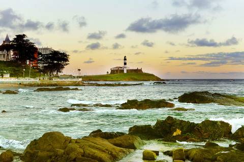 Por do sol no Farol da Barra, Salvador Bahia'