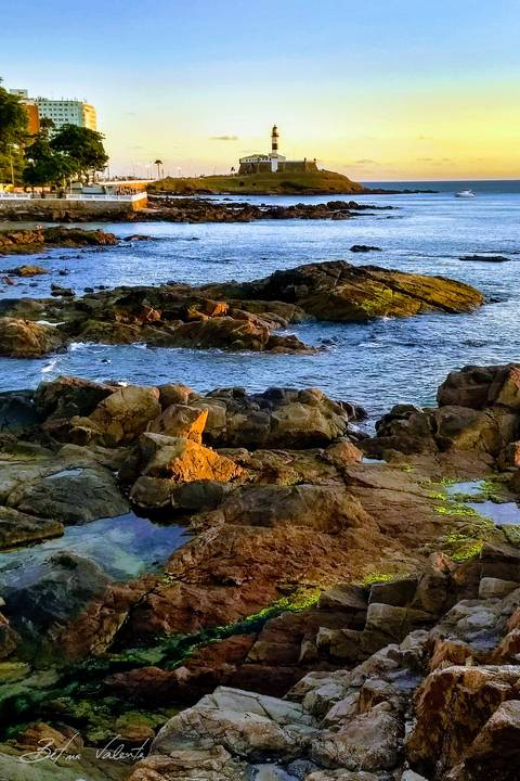 Por do sol no Farol da Barra, Salvador Bahia'