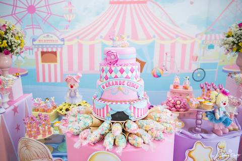 Festa infantil circo rosa em osório'