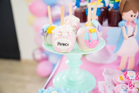 Maçã decorada circo rosa'