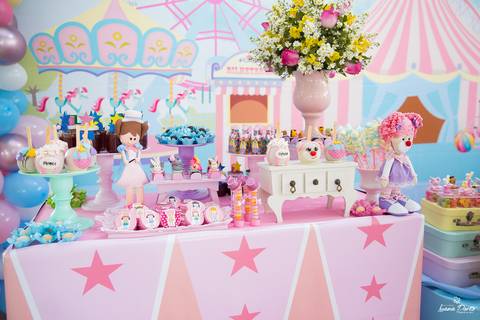 Decoração de festa circo rosa'