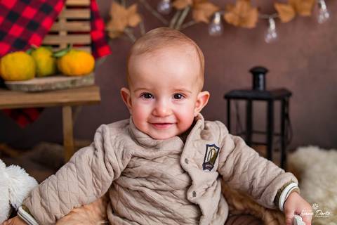 Fotografia de bebê no cenário de inverno no RS'