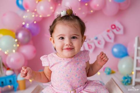 Foto de bebê no smash rosa'