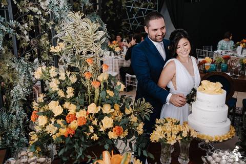 corte simbólico de bolo, com bolo de verdade'