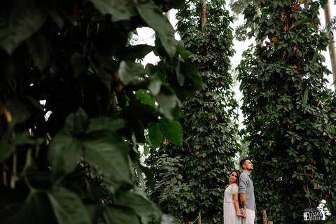 ensaio pre-casamento, foto no campo, ao ar livre, no eden garden em Maringá/PR'