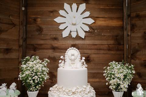 Foto de decoração de festa de batizado na igreja são josé operário, em Maringá'