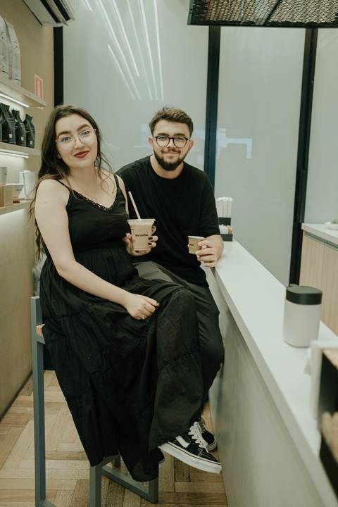 ensaio casal  cafeteria '