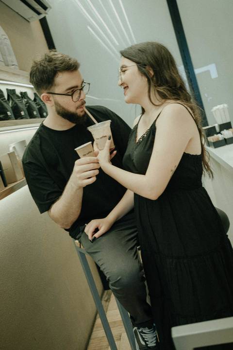 ensaio casal  cafeteria '