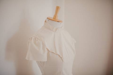 noiva fez proprio vestido, vestido de noiva'