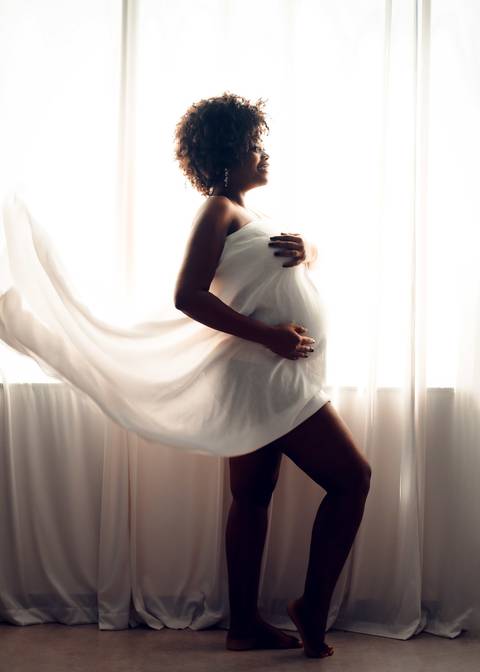 Foto de gestante com tecido '