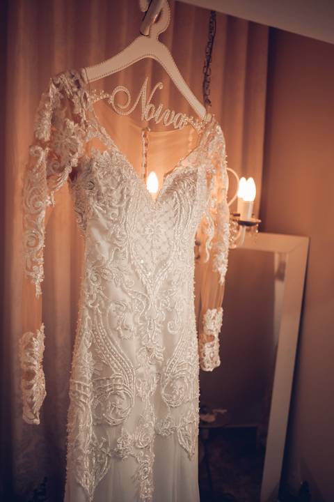 Vestido de noiva de manga longa '