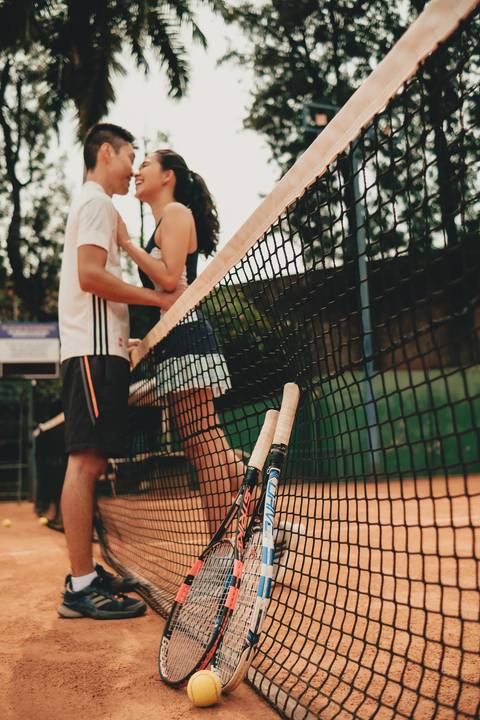 Fotos na quadra de Tênis'