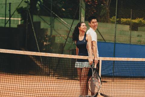 Fotos na quadra de tenis '