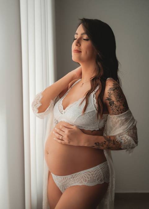 LINGERIE BRANCA PARA GESTANTE '