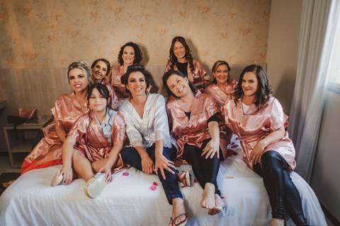 foto com as madrinha '