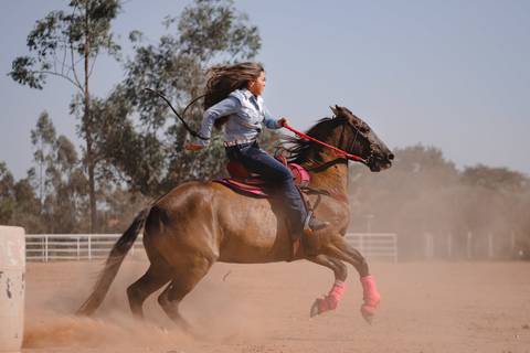 ensaio de debutante com cavalo '