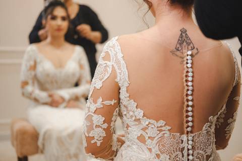 vestido de noiva manga longa com bordados'