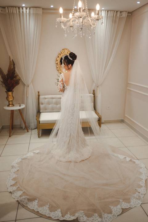 vestido de noiva sereia com manga longa '