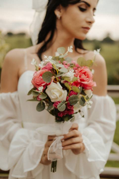 buque de noiva rosa'