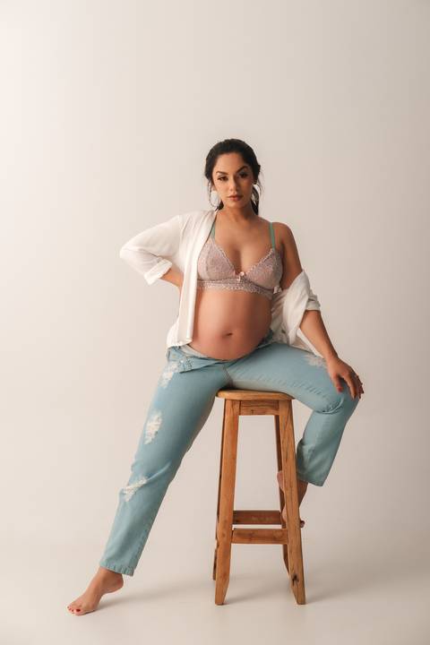 Foto de gestante em ensaio '