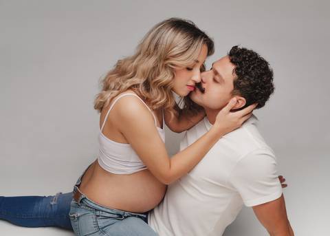 Ensaio de gestante com o pai '