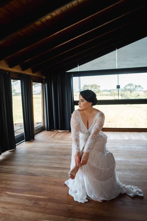 vestido de noiva de manga longa com renda'