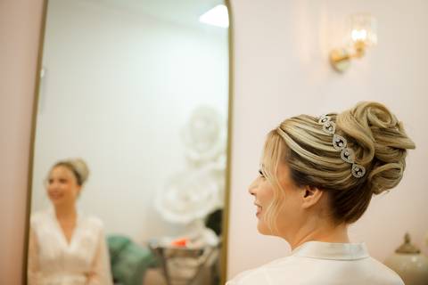 penteado para noiva mais tendencia
penteado de noiva classica 
Salao Aline Vivenda Pres. Prudnete '