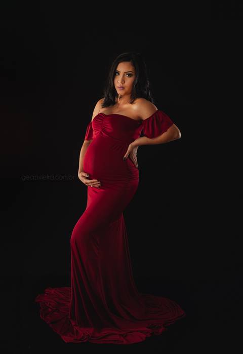 Foto de gestante com vestido'