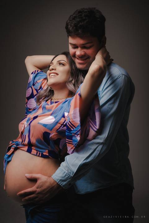 foto de grávida em estúdio'