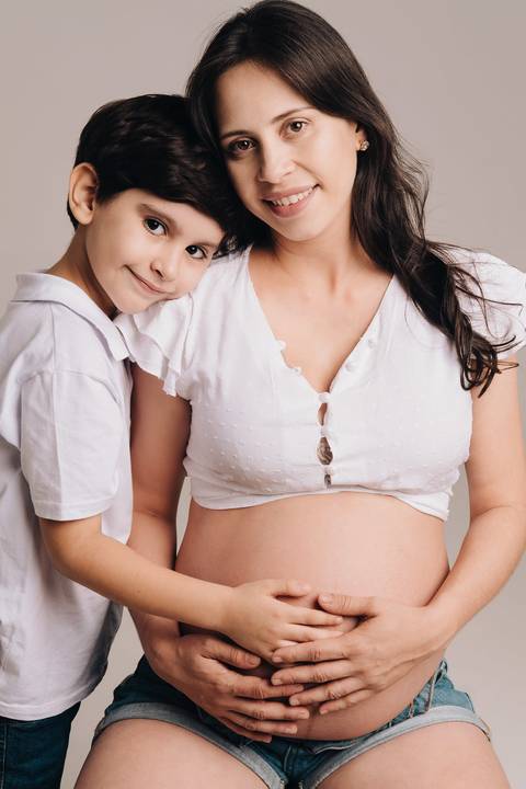 gestante com o filho'