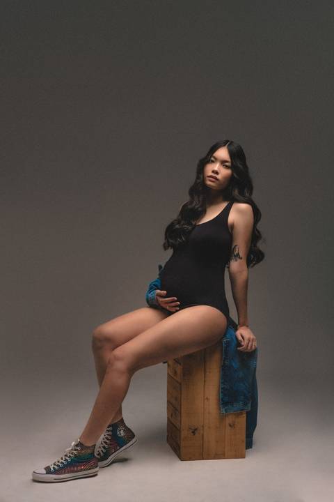 Foto de gestante em estudio'